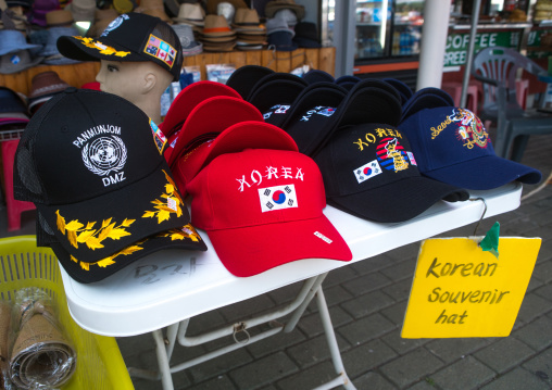 Caps sold at the dmz on the north and south korea border, Sudogwon, Paju, South korea