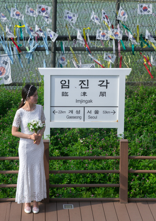 South korean woman called juyeon on the north and south korea border, Sudogwon, Paju, South korea