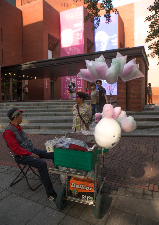 Coton candy vendor in the street, National capital area, Seoul, South korea
