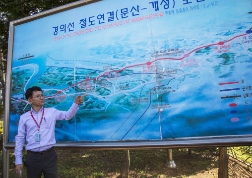 South Korean guide showing a Dorasan map area, North Hwanghae Province, Panmunjom, South Korea