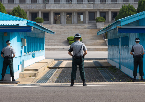 South Korean soldiers in the joint security area on the border between the two Koreas, North Hwanghae Province, Panmunjom, South Korea