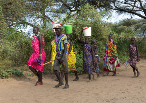 Toposa people coming back from the market, Namorunyang State, Kapoeta, South Sudan