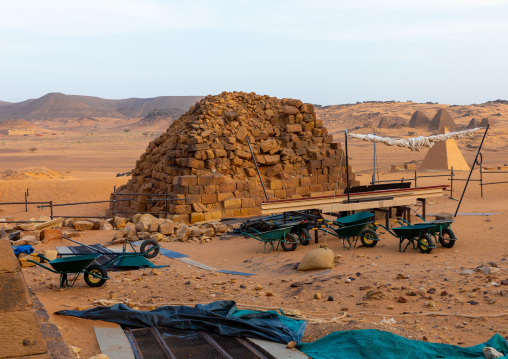 Renovation of the pyramids of the kushite rulers at Meroe, Northern State, Meroe, Sudan
