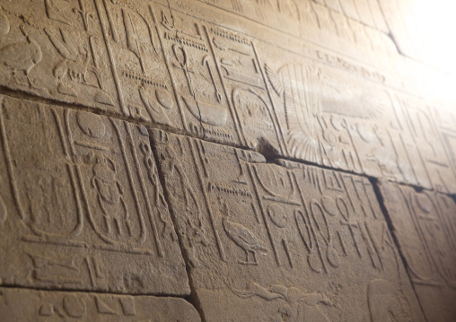 Sudan, Khartoum State, Khartoum, hieroglyphs in the kumma temple at the national museum