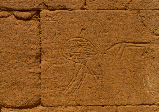 Sudan, Nubia, Naga, ostrich carving on the elephant temple at musawwarat es-sufra