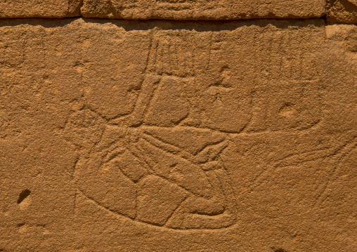 Sudan, Nubia, Naga, tortured man carving on the elephant temple at musawwarat es-sufra