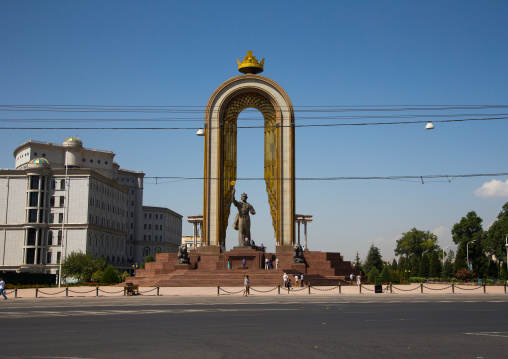 Statue of ismail samani as memorial, Central Asia, Dushanbe, Tajikistan