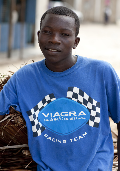 Teenager with viagra shirt from tanzania