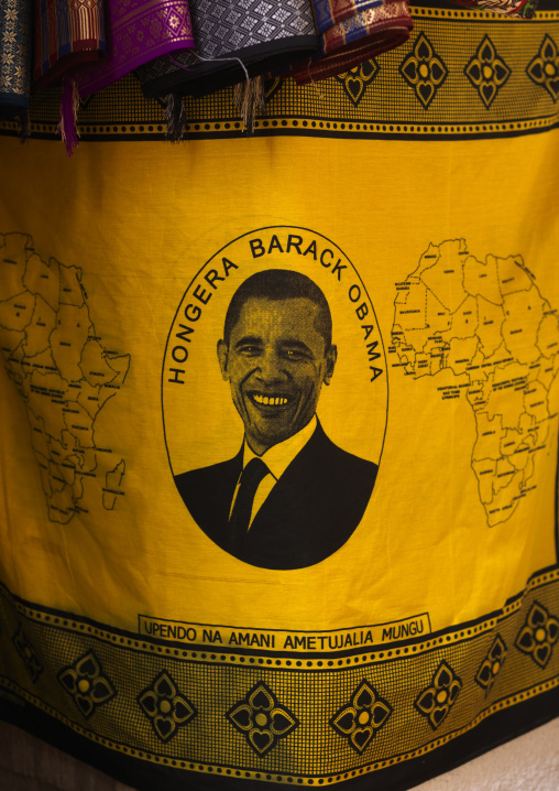 Obama tissue in stone town market,Zanzibar, Tanzania