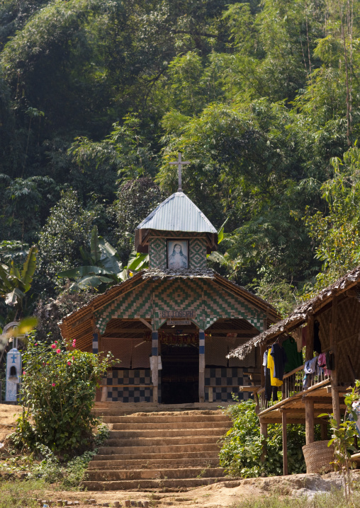 Christian church in a karen refugees village near mae honf son, Thailand