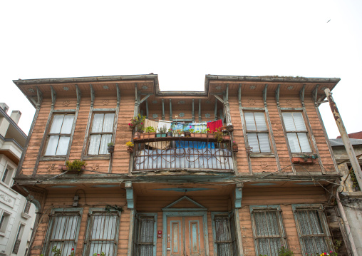 Old wooden style house with a balcony near the Bosphorus sea, Marmara Region, istanbul, Turkey