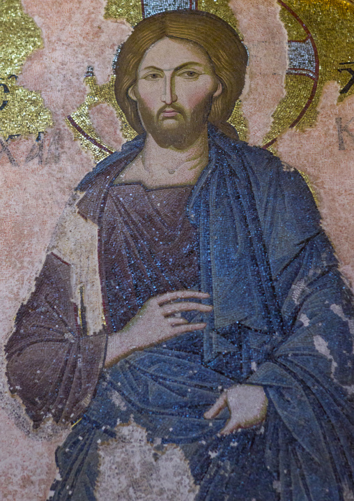 Icon of christ as part of a deesis in the byzantine church of st. Savior in Chora, Edirnekapı, istanbul, Turkey