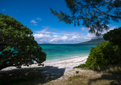 Turquoise water and white sand on a beach, Shefa Province, Efate island, Vanuatu