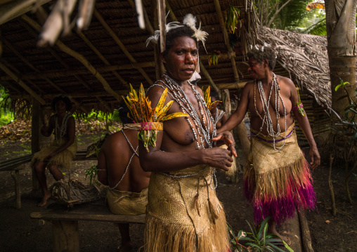 Small Nambas tribeswomen during the palm tree dance, Malekula island, Gortiengser, Vanuatu