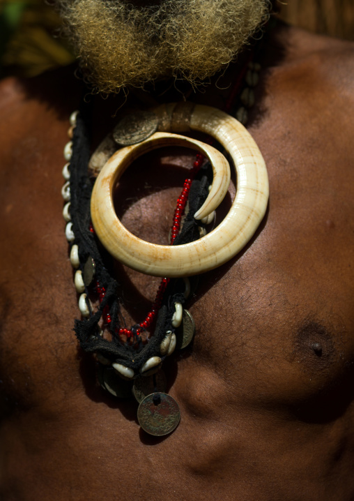 Circular pig tusk used as a necklace, Ambrym island, Fanla, Vanuatu