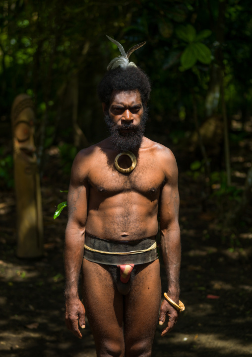 Portrait of worwor kon in traditional clothing, Ambrym island, Fanla, Vanuatu