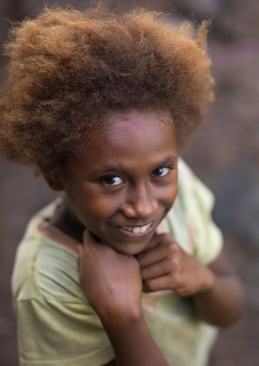 Ni-Vanuatu girl with blonde hair, Sanma Province, Espiritu Santo, Vanuatu