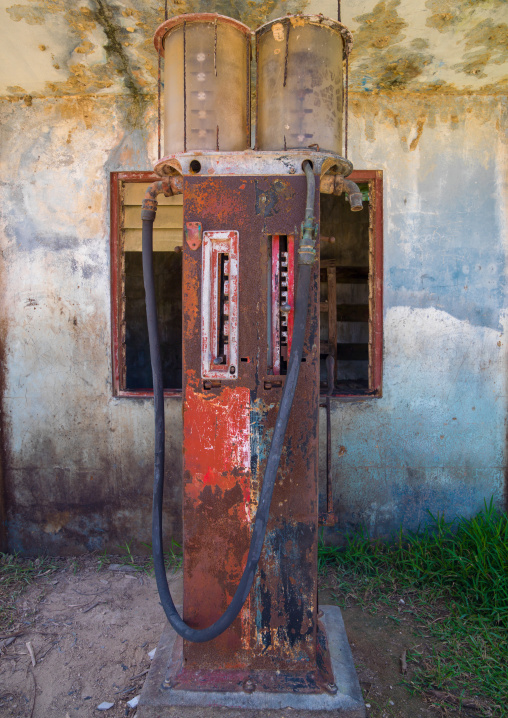 Rusty gas pump from the american army during the ww2, Sanma Province, Espiritu Santo, Vanuatu