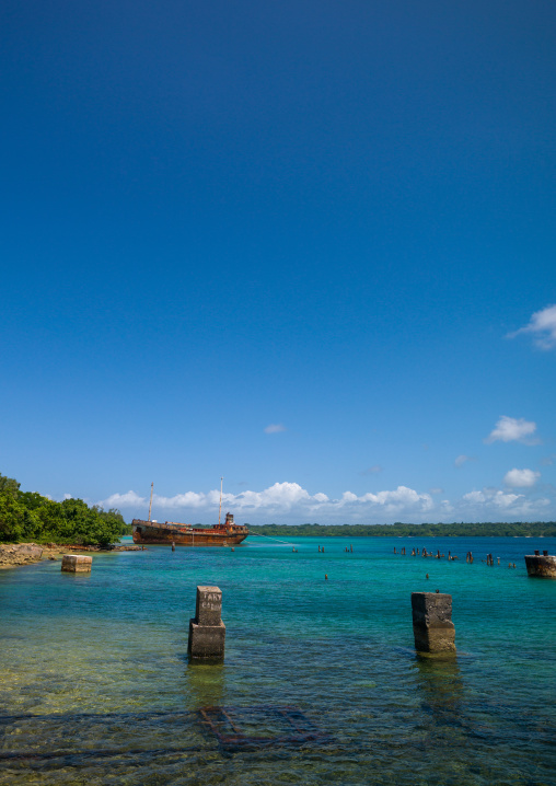 Million dollar point site where american military dumped goods off the beach at the end of World War Two , Espiritu Santo, Luganville, Vanuatu