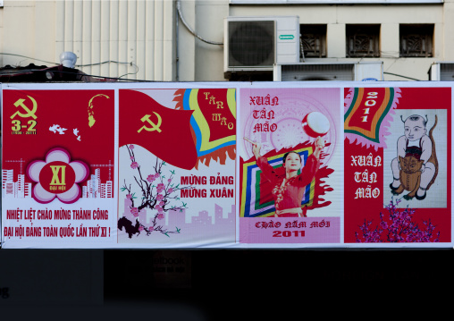 Propaganda signs of the communist party, Hanoi, Vietnam