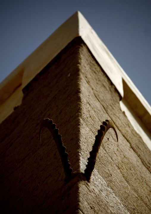 Ibex Horns Hung On The Wall Of A House, Wadi Doan, Yemen