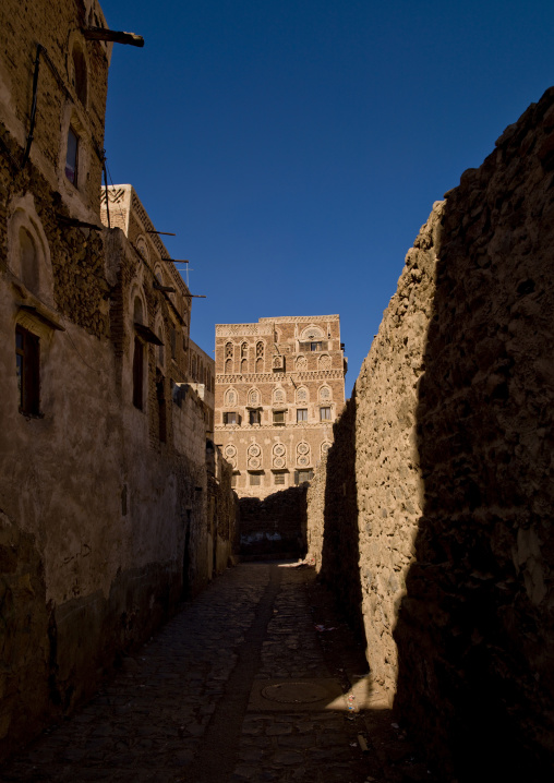 Small Paved Street And Buildings In Sanaa, Yemen