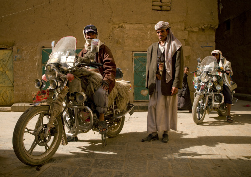 Men Posing On Their Motocycle,  Amran, Yemen