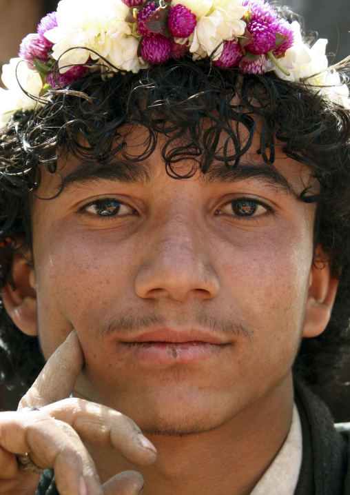 Portrait Of A Young Flower Man, Yemen