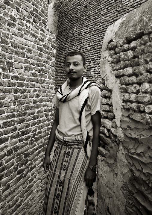 Man Standing In A Very Narrow Street, Zabid, Yemen
