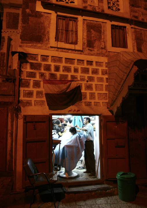 Barber Still Open At Night, Sanaa, Yemen