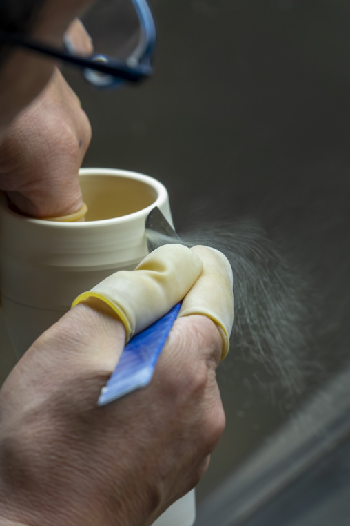 Artisan in Genemongama porcelain atelier, Kyushu region, Arita, Japan
