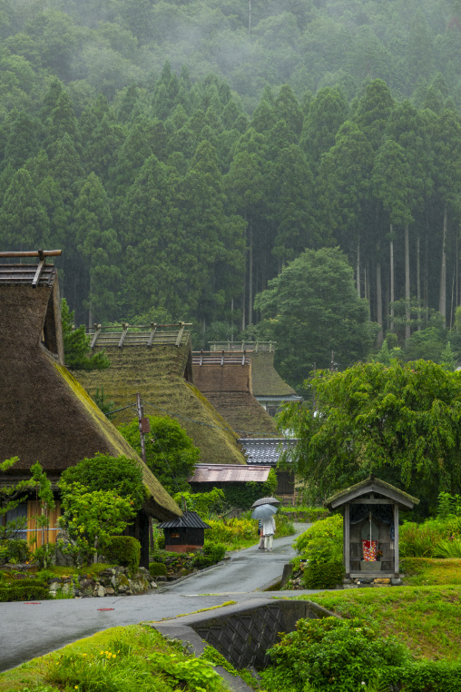 Thatched roofed house in a traditional village, Kyoto Prefecture, Miyama, Japan