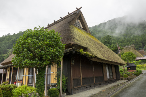 Thatched roofed house in a traditional village, Kyoto Prefecture, Miyama, Japan