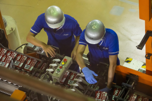 Production of Asahi beer inside Asahi breweries, Kyushu region, Fukukoa, Japan