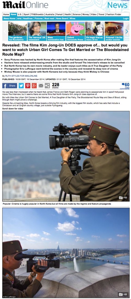 Daily Mail - Sony pictures in North Korea